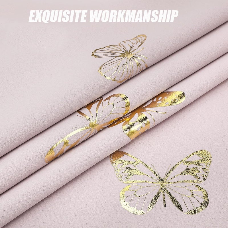 Jubilantex Pink and Gold Butterfly Blackout Curtains 84" Length for Baby Girls Nursery Bedroom and Living Room,80% Blackout Window Treatment,Grommet Top,2 Panels,Lavender Pink - Image 4